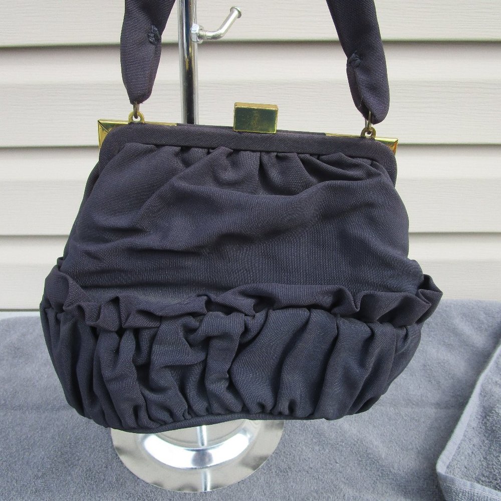 Black Ruffled Clutch Purse